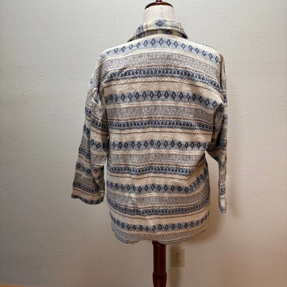 Vintage Streetwear Western Southwest‎ Tribal Print Textured Shirt Jacket Size L